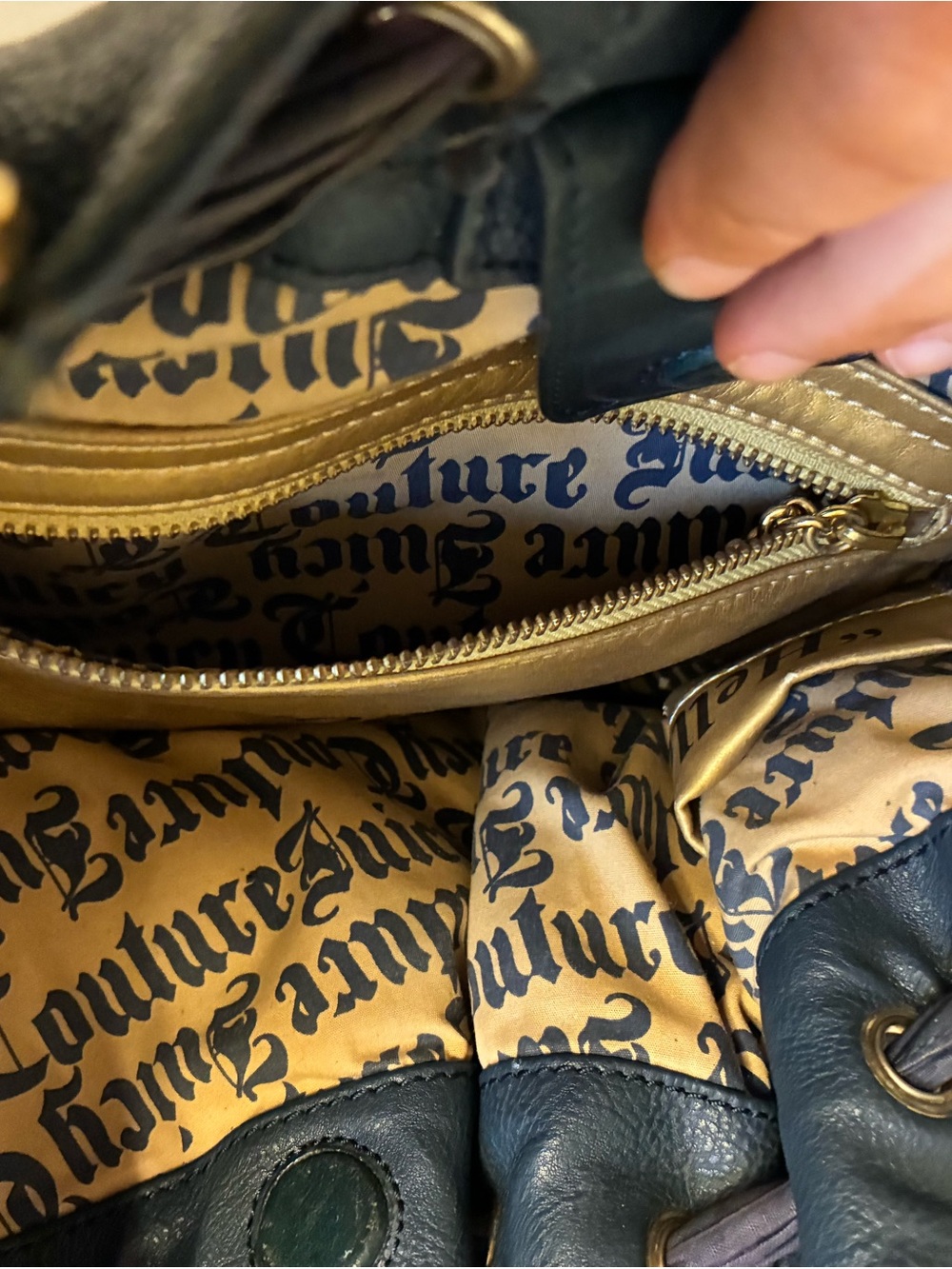 Vintage Juicy Couture Brown Suede Shoulder Bag with Pink Logo and  Blue Trim - Picture 8 of 9